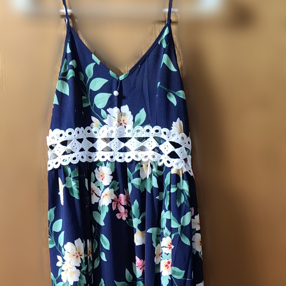 Navy blue floral maternity maxi dress